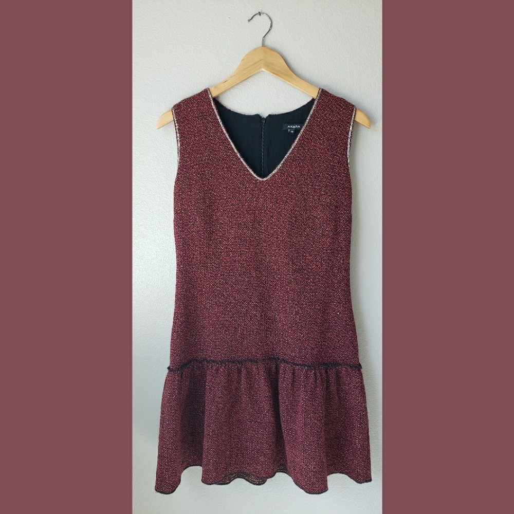 Axara Paris Drop Waist Twee Flare Skirt Dress